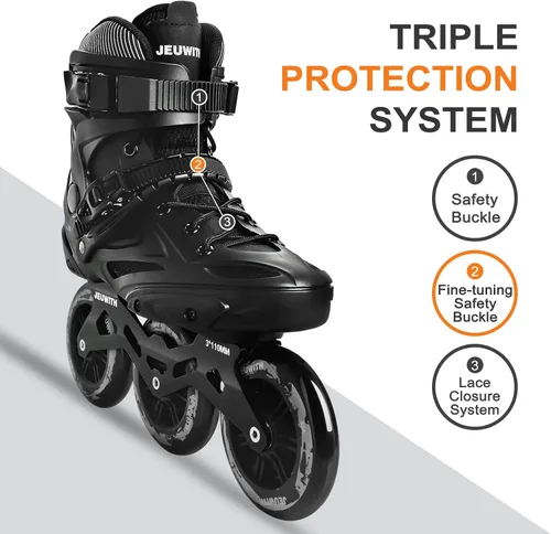 Vista 2 de Patines en línea para hombres y mujeres, patines de 3 ruedas para hombres y mujeres, patines de carreras de velocidad en línea de alto rendimiento