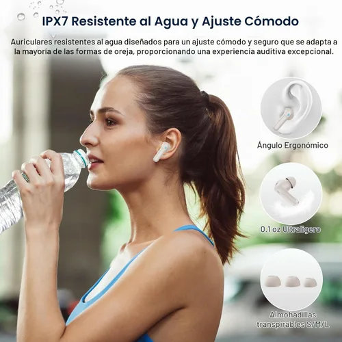 Vista 8 de Auriculares inalámbricos, Bluetooth 5.4, pantalla táctil multifunción con 5 modos de ecualización, auriculares estéreo de 48 horas con cancelación