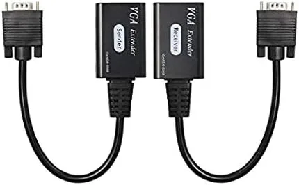 Vista 4 de Extensor VGA sobre Cat5e/6VGA macho a RJ45 Ethernet Lan Extender