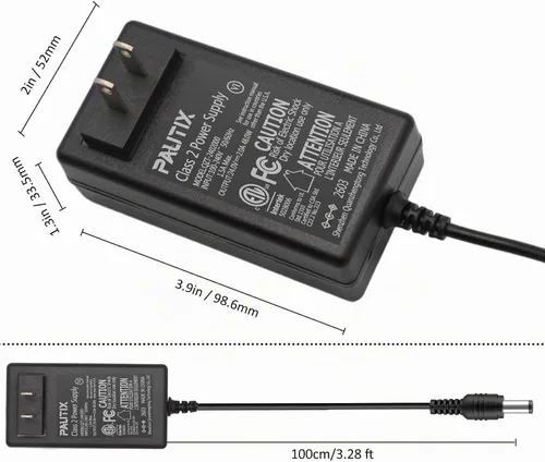 Vista 2 de PAUTIX - Adaptador de fuente de alimentación de 24V CC 24V 2A 48W Transformador de controlador LED de bajo voltaje con enchufe US de 5.5 x 2.1mm