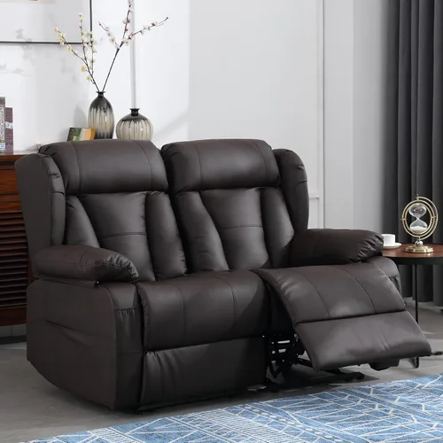 Vista 25 de Sofá biplaza reclinable manual de 110 pulgadas, sillón reclinable de 4 asientos con consola, mesa plegable y salidas integradas, sofá reclinable