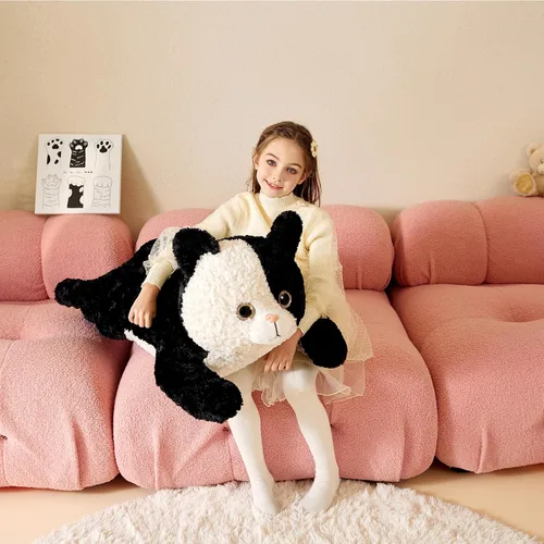Vista 5 de Animal de peluche gigante de gato de felpa suave, juguete grande de 30" de tamaño jumbo, lindo, grande, enorme, esponjoso, gordo, para regalos