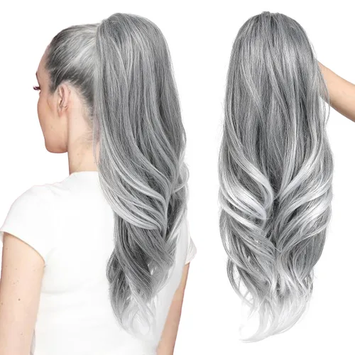 Vista 22 de SEIKEA Extensión versátil de cola de caballo con cordón, 18 pulgadas de largo, ondulado, con clip de varias capas, extensiones de cabello de cola