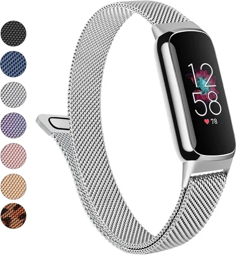 Vista 13 de Correa de metal para Fitbit Luxe para mujeres y hombres, correa de repuesto magnética ajustable de malla de acero inoxidable compatible con Fitbit