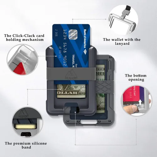 Vista 3 de MURADIN Cartera de aluminio para identificación Cartera de metal RFID Estuche minimalista para tarjetas para hombre