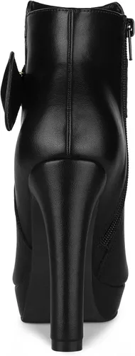 Vista 5 de Allegra K Botines de tacón alto con plataforma y decoración de lazo para mujer