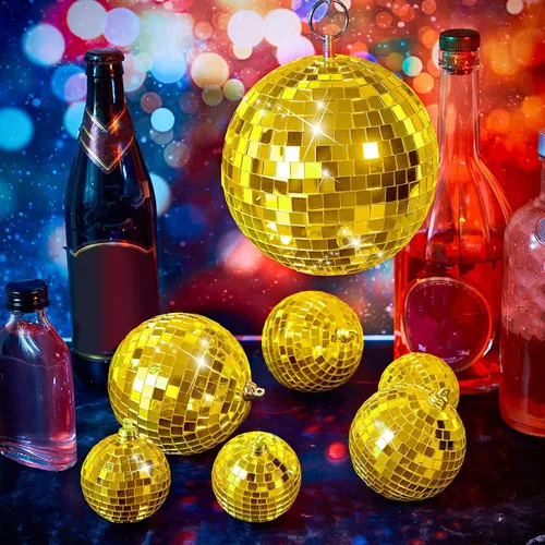 Vista 7 de WILLBOND Paquete de 12 Bolas de Discoteca con Espejos con Anillo Colgante para Decoraciones Divertidas de Fiesta Disco Retro, Efectos de Iluminación