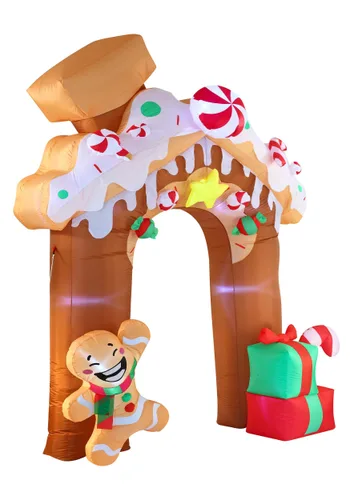 Vista 6 de Arco Inflable Gigante de Pan de Jengibre de 10 pies de Alto Multicolor