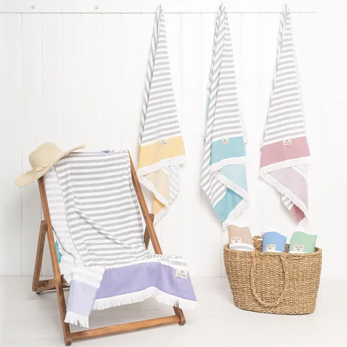 Vista 8 de American Soft Linen Toallas de playa peshtemal turcas 100% algodón, tamaño 35 x 60 pulgadas, paquete de 4 toallas de natación para toallas de playa
