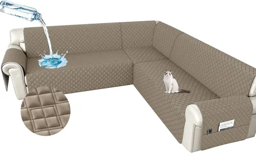 Vista 24 de Arfntevss Fundas impermeables para sofá modular en forma de L, lavable, de terciopelo, para sofá seccional, antideslizante, fundas de esquina