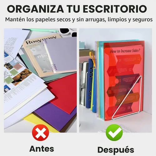 Vista 3 de LEOBRO Carpetas de archivos de plástico para documentos, 6 sobres de plástico, carpetas de archivos transparentes reutilizables, bolsas de archivos