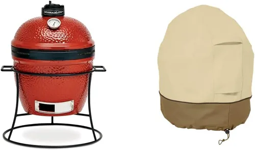 Vista 8 de Kamado Joe KJ13RH - Parrilla de carbón portátil de 13.5 pulgadas, color rojo intenso, incluye cubierta de parrilla KJ15080420, placa de hierro