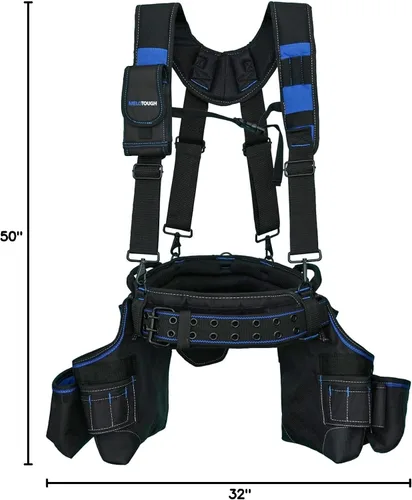 Vista 9 de MELOTOUGH Pro Framer's Sistema Combinado Delantal Bolsa de Herramientas Cinturón de Herramientas con Tirantes Constructor Resistente Carpintero