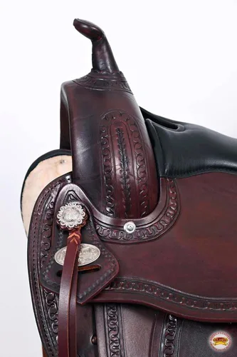 Vista 6 de HILASON Sillín Western Horse de cuero americano Flex Tree Trail & Pleasure Marrón Chocolate Sillín americano Sillín de cuero Sillín occidental