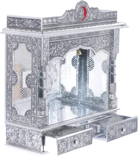 Vista 3 de Mandir de plata para el hogar - blanco oxidado - sin puerta (grande)