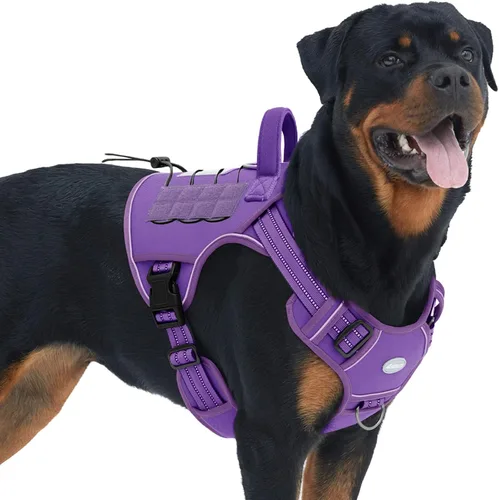 Vista 18 de Auroth - Arnés táctico para perros pequeños y medianos, sin tirones, arnés ajustable para mascotas, reflectante, K9, entrenamiento, trabajo