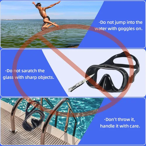 Vista 4 de Water Space Máscara de buceo con máscara de buceo para adultos, hombres y mujeres, con cubierta de nariz, vidrio templado antivaho marco único vista