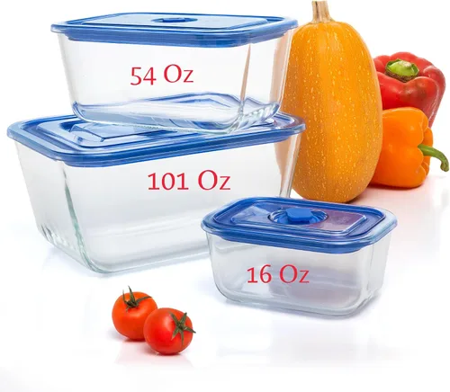 Vista 10 de Moss and Stone - Recipientes rectangulares de vidrio borosilicato para alimentos preparados, herméticos, tapas de cierre a presión, aptos