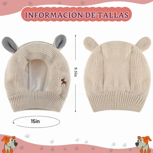 Vista 3 de Orejeras silenciosas para perros, cuello de 14.96 pulgadas, protectores auditivos para perros, protección contra ruido, gorro de punto envolvente