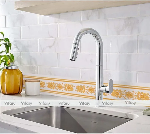 Vista 2 de Papel pintado grueso borde autoadhesivo PVC azulejos rollo extraíble baño cocina pared decoración beige Moire