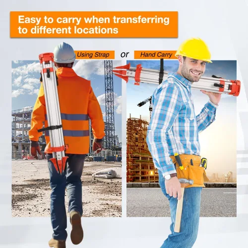 Vista 7 de Trípode de topografía, trípode de levantamiento de aluminio con abrazadera rápida de cabeza plana de 11 roscas de 5/8 pulgadas para estación total