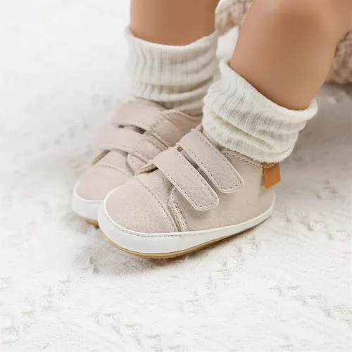 Vista 3 de Tenis de tobillo alto unisex para bebés, niños y niñas, suela de goma suave, zapatos de cuna para niños pequeños