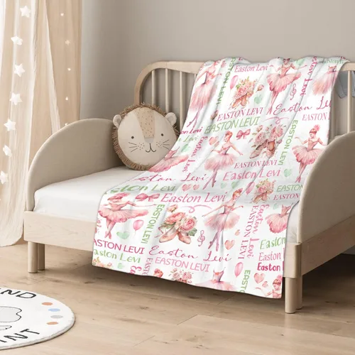Vista 6 de Manta de Bebé Personalizada Danza Manta Personalizada con Nombre Manta Suave de Franela para Niños Niñas Niños Pequeños Bebés Niños Recién Nacidos
