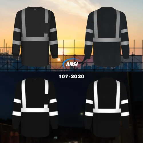Vista 2 de TCCFCCT Camisas de seguridad para hombre reflectantes Clase 3 de manga larga de alta visibilidad, camisas de alta visibilidad para hombre y mujer