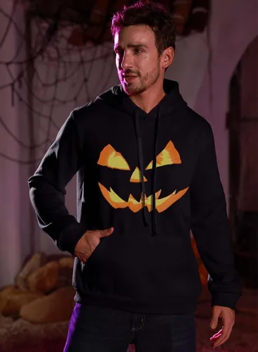 Vista 5 de Arvilhill Sudadera con capucha de calabaza de Halloween para hombre