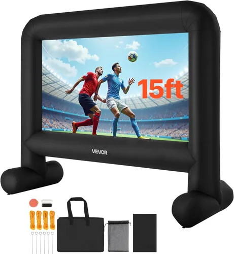 Vista 13 de VEVOR Pantalla de cine inflable de 14 pies, pantalla de proyector inflable con bolsa de almacenamiento portátil, proyección de película fácil