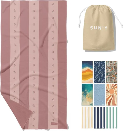 Vista 17 de SUN'Y Toalla de Playa de Microfibra Waffle – Sin Arena, Secado Rápido, Ultra Absorbente, Ligera y Compacta, Toalla de Viaje con Bolsa de Transporte