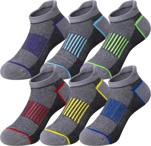Vista 8 de Calcetines de tobillo para niños, calcetines deportivos de corte bajo de algodón para niños pequeños, 6 pares