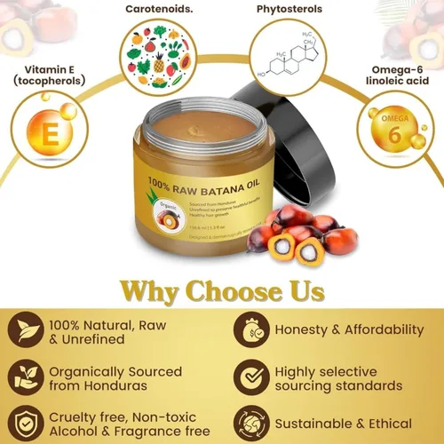 Vista 6 de Aceite de batana para el crecimiento del cabello – Aceite de Ojon orgánico 100% crudo sin refinar de Honduras – Tratamiento capilar prensado en frío