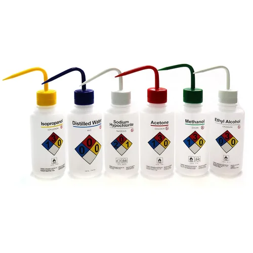 Vista 11 de ULAB Botellas de lavado de seguridad, 4 piezas de botellas de lavado de boca ancha de acetona, material de LDPE, vol.16.9 fl oz, UWB1022