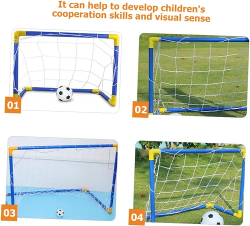 Vista 5 de Outanaya Portería de fútbol plegable portátil de plástico Mini puerta de fútbol para entrenamiento interior al aire libre Red plegable ligera