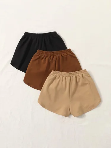 Vista 2 de Verdusa Pantalones cortos de descanso de 3 piezas con cordón y bolsillo para niña
