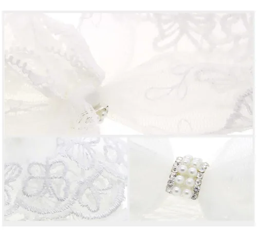 Vista 3 de Katutude Diadema de lazo de encaje para bebé, diadema de encaje blanco, accesorios para el cabello, accesorios para el cabello, lazos para bebés