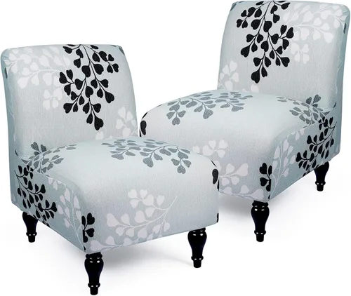 Vista 21 de Iauddy Funda para Silla de Acento Slipper sin Brazos Slipcover, Elástica de Spandex Extraíble Tela Jacquard Funda Antideslizante para Silla de Beige