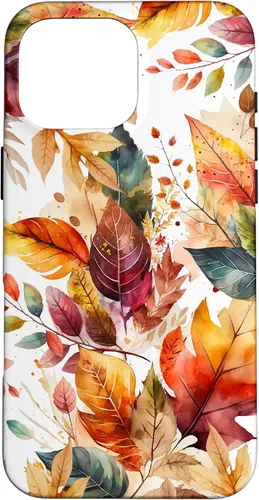 Vista 19 de Funda para iPhone 16 Aesthetic Autumn Fall Colorful Leaves Watercolor Art