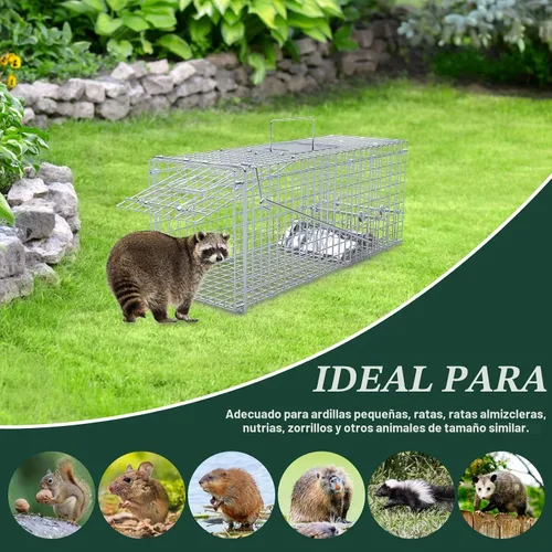Vista 4 de Trampa para animales vivos de 25 pulgadas, jaula resistente para gatos