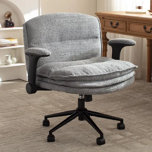 Vista 12 de Dowinx Silla cruzada con brazos y ruedas abatibles ajustables, cómodo sillón ergonómico de escritorio de oficina con 3 cojines de capa, silla