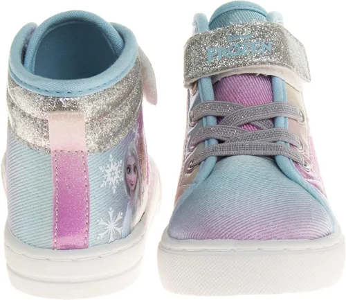 Vista 4 de Disney Frozen - Zapatos deportivos para niñas - Tenis de caña alta para niñas - Zapatos de princesa Ana y Elsa - Personajes de lona casuales sin