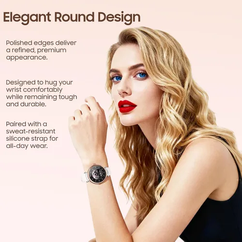 Vista 7 de TOZO Auriculares híbridos HT3 con cancelación de ruido, audio espacial AI Chat con 5 micrófonos, reloj inteligente S8 AMOLED para mujer, pantalla a