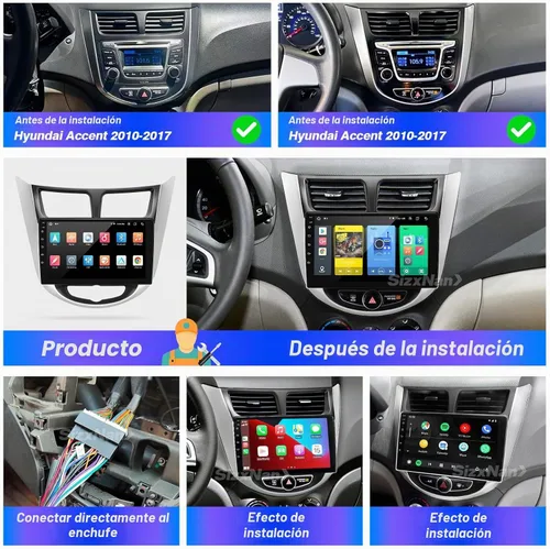 Vista 6 de para Hyundai Accent 2012 2013 2014 2015 2016 2017 Radio estéreo Carplay Auto