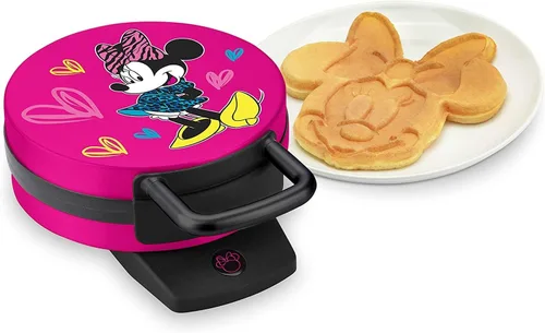 Vista 4 de Disney DMG-31, máquina para hacer waffles de Minnie Mouse, color rosa