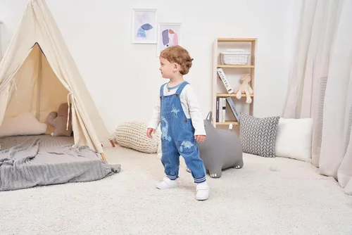 Vista 4 de Conjunto de ropa de bebé para niños pequeños, mameluco de manga larga + overol de mezclilla, conjuntos de ropa para bebés