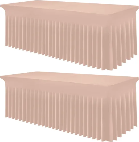 Vista 17 de Smiry Mantel de Spandex, Mantel Elástico Ajustable Extensible para Mesas Rectangulares de 6 Pies, Falda Cubierta de Mesa Impermeable y Lavable