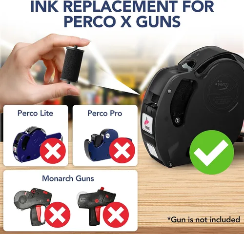 Vista 2 de Perco X Pricing Gun Labeler - Rollos de tinta de repuesto preferidos para pistola de precio Perco X, recarga de tinta fácil y conveniente incluso