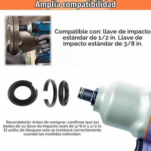 Vista 7 de Anillo de retención de impacto (10+10) 1/2" y 3/8" Anillo de fricción