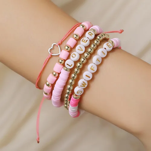 Vista 2 de Taylor Friendship Bracelets, Inspiring Bracelets for Women Girls,1989 Lover Speaknow Midnight Tour Reputation Fearless Anti-Hero Bracelets, Hershi
